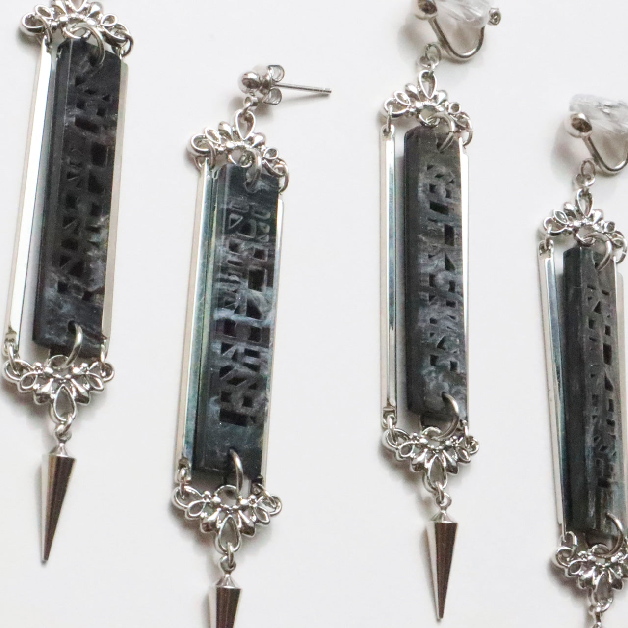 色即是空 空即是色(黒曜×銀)ピアス/イヤリングセット