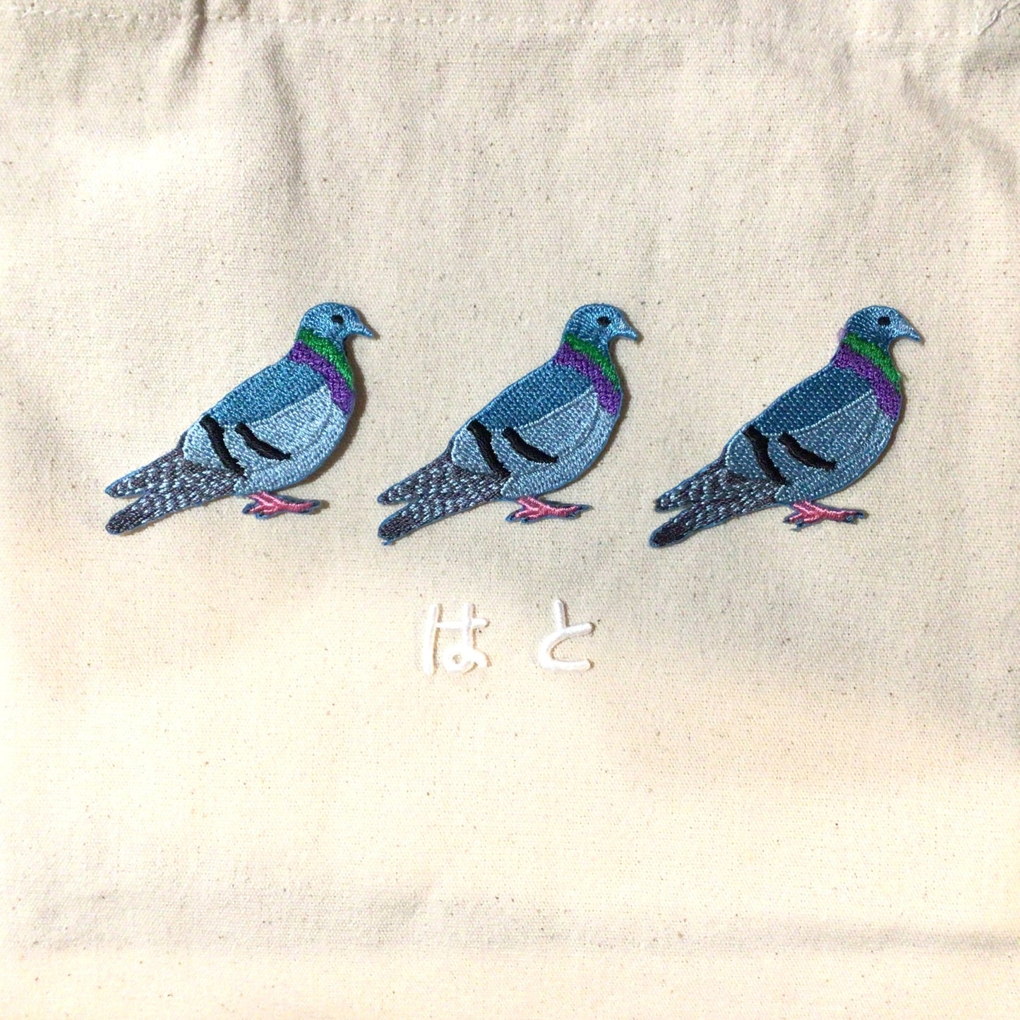 はと刺繍ワッペンバッグ