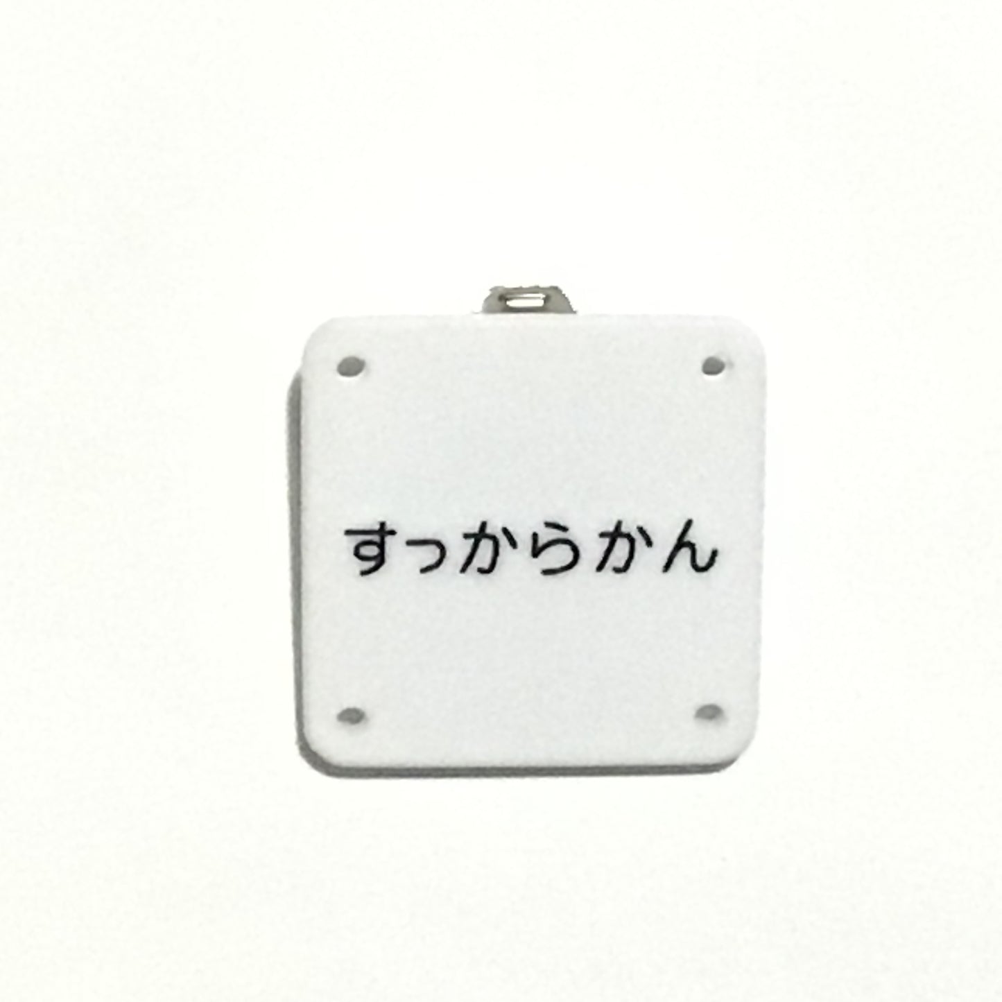機械彫刻文字バッジ　「すっからかん」