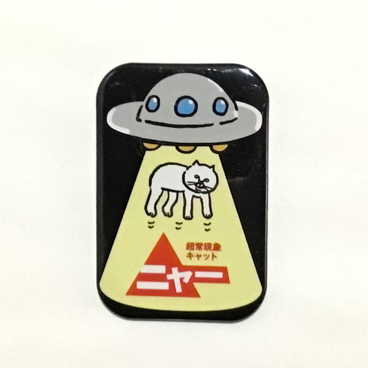 超常現象キャット ニャー 缶バッジ　黒