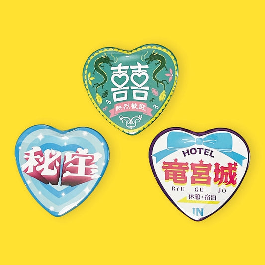 ハート型缶バッジ