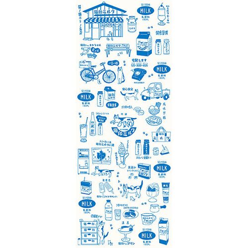 /手ぬぐい 猫印ミルク ブルー