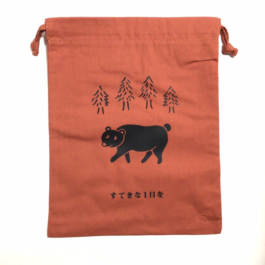 小物入れ 巾着袋 （中）クマ